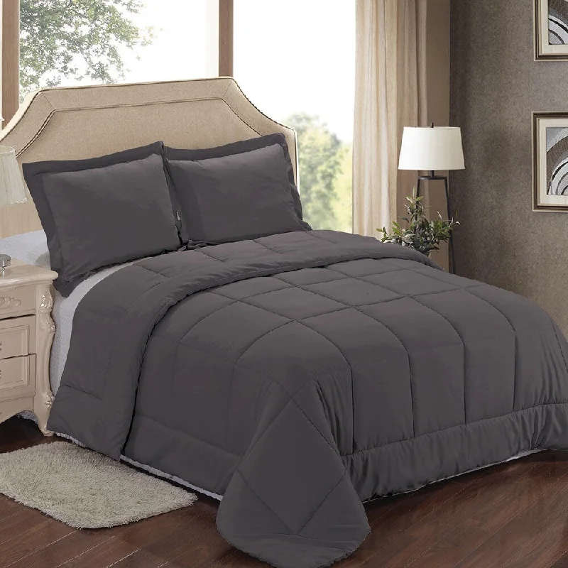 Silk - filled comforters for a luxurious and smooth touchSolid Color Down Alternative Comforter 3-piece Set