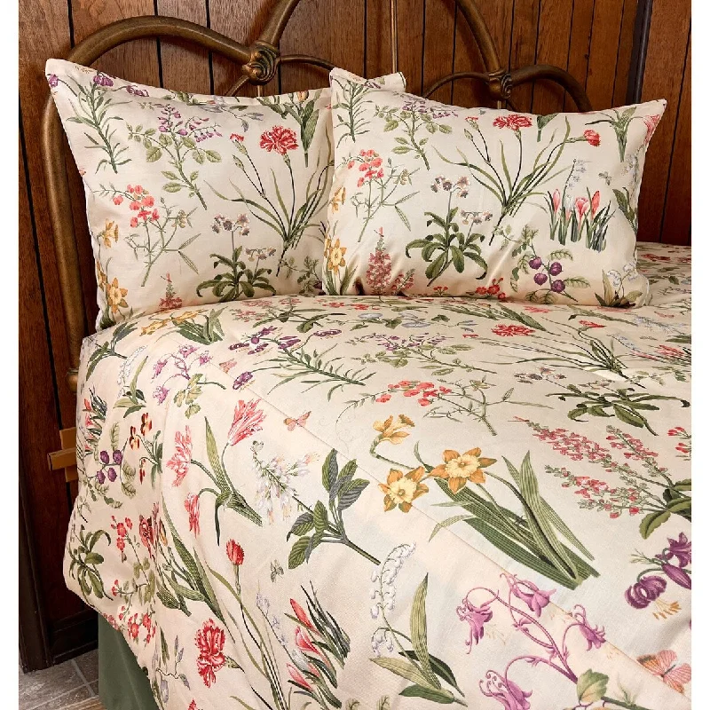 Bamboo - fiber - filled comforters with antibacterial and breathable qualitiesSpring meadows botanical comforter set