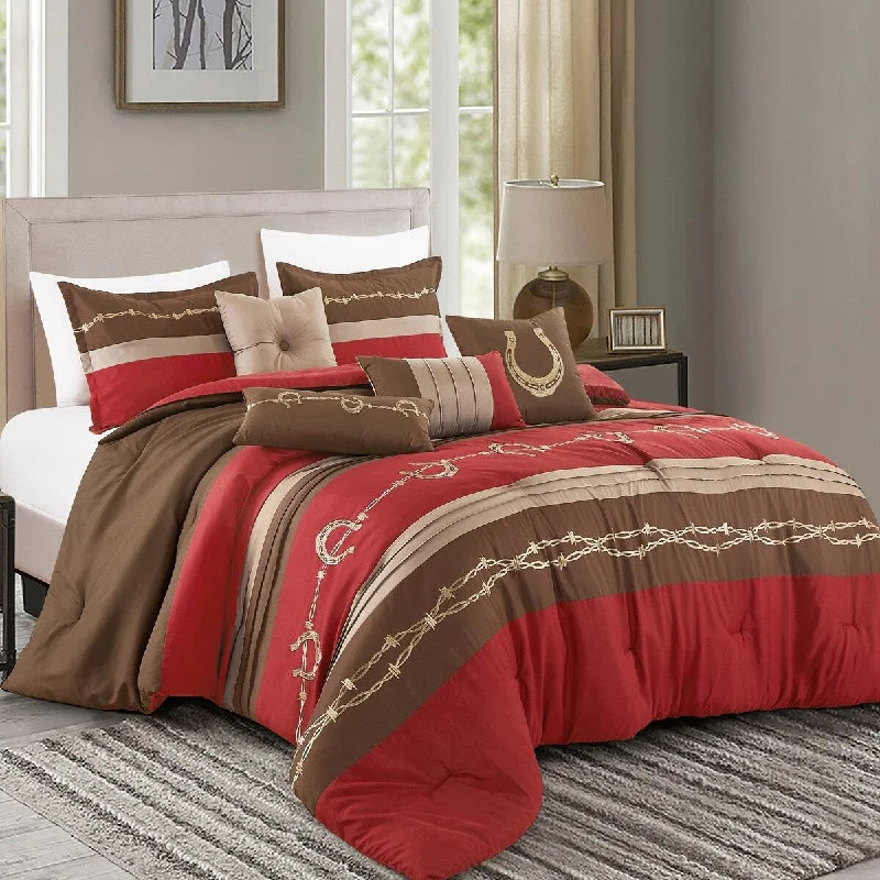 Microfiber - filled comforters that are lightweight and easy to care forJiera Luxury 7 Piece Comforter