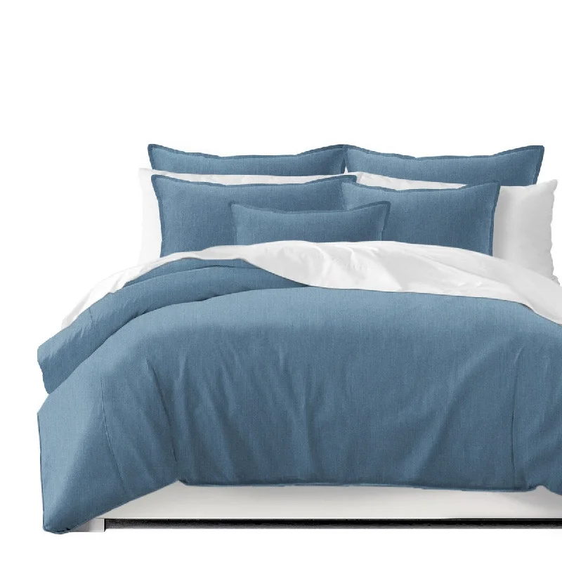 Goose down comforters known for their superior quality and insulationSutton Chambray Blue Comforter and Pillow Sham(s) Set