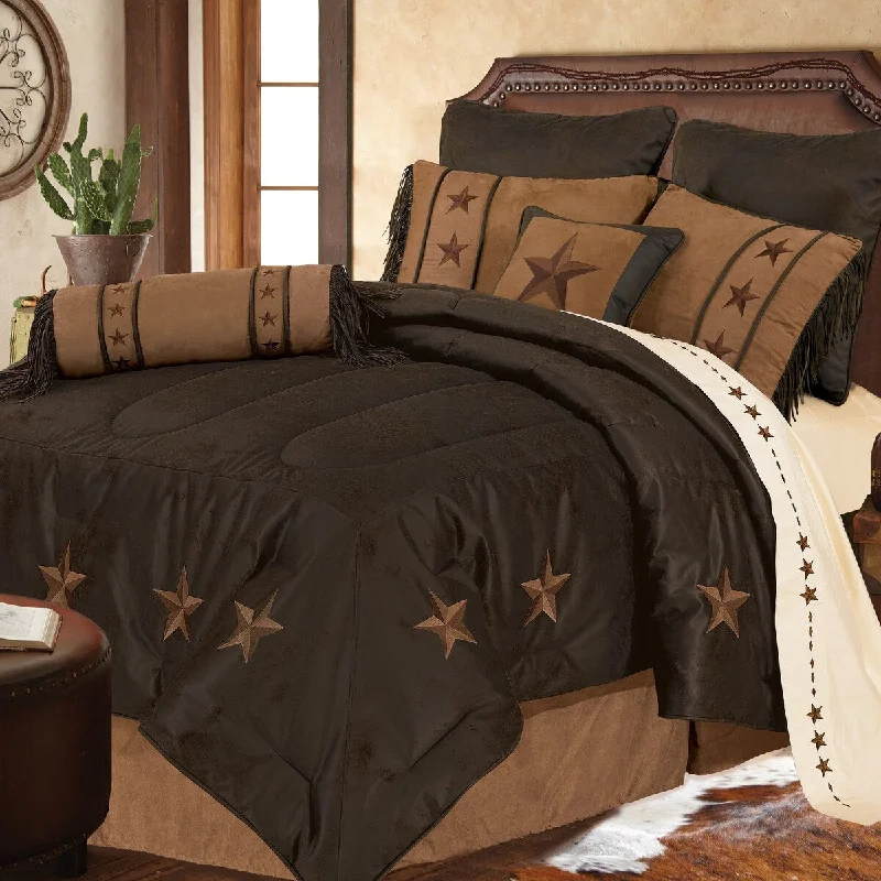 Duck down comforters with a softer feel and good warmth retentionLaredo Comforter Set, Full Chocolate