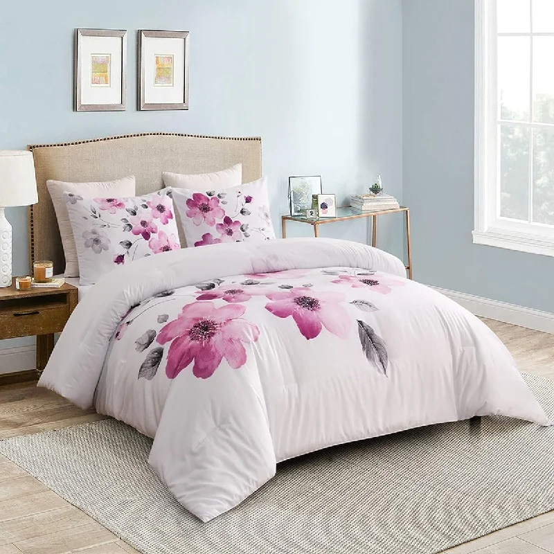 Goose down comforters known for their superior quality and insulationWellco Twin Comforter Set - 2 Pieces All Season Bed Set Botanical Soft Polyester Bedding Sets with Purple Flower