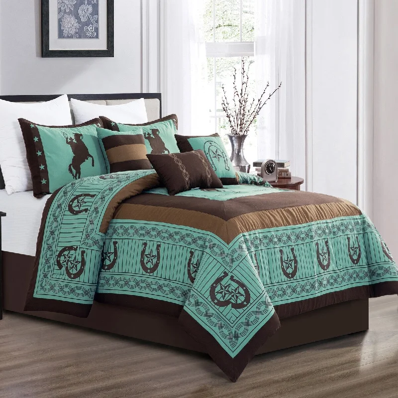 Full - size comforters suitable for full - sized beds in guest rooms or small bedroomsHORSE RIDER Luxury 7 Piece Comforter