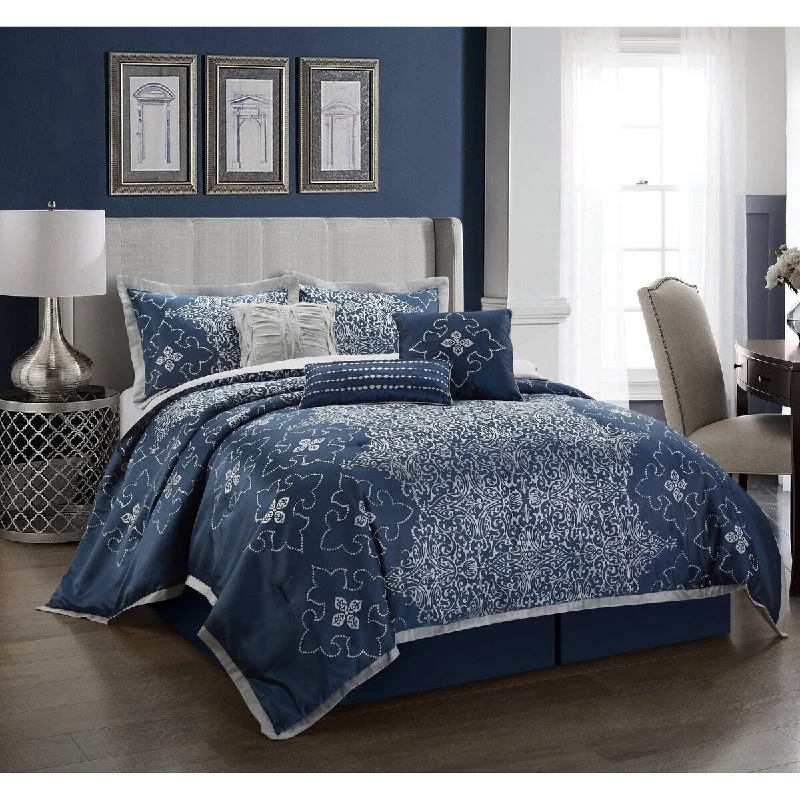 Down - filled comforters for supreme warmth and lightnessNanshing Kalina-7 Piece Transitional Medallion Comforter Set