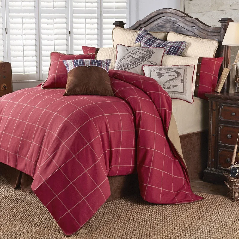 Silk - filled comforters for a luxurious and smooth touchHiEnd Accents South Haven Red Cotton 4-piece Bedding Set