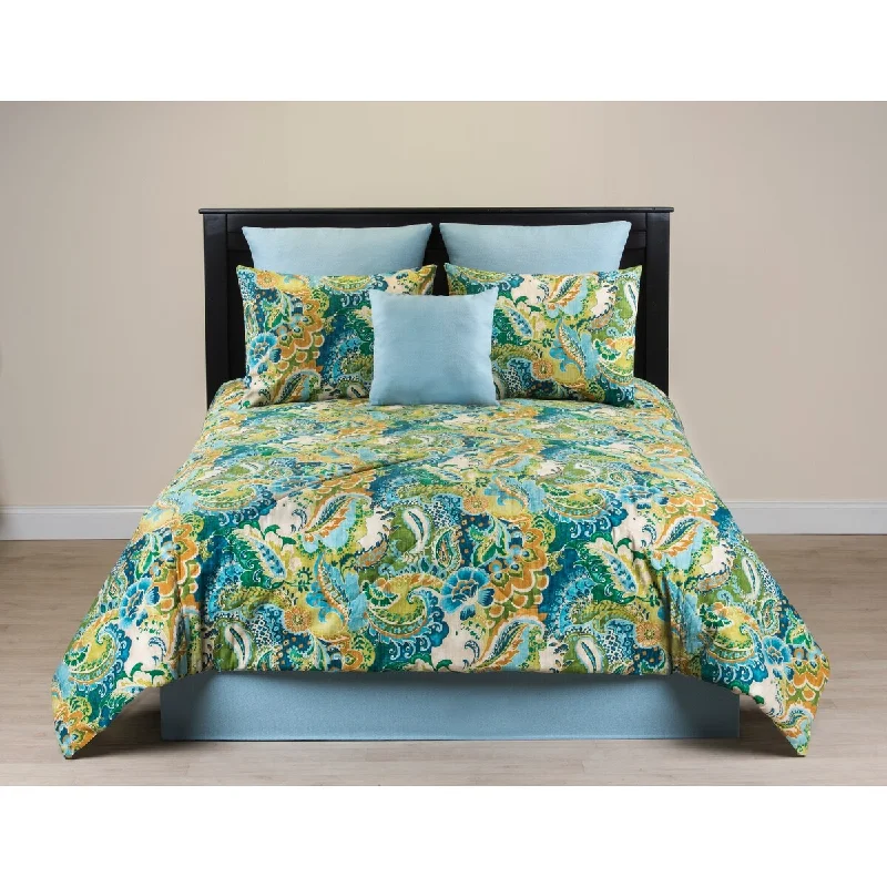 Silk - filled comforters for a luxurious and smooth touchCelestial blue and green comforter set