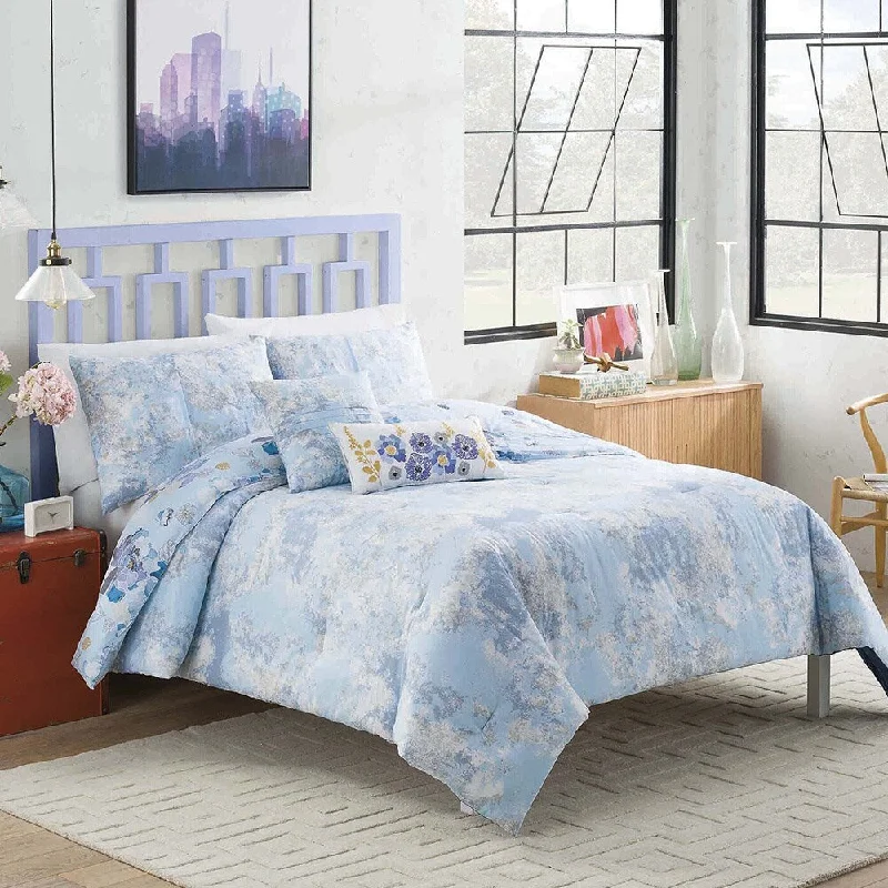 Cotton - filled comforters for a breathable and natural sleep experienceVue Dharma Blue Floral 5-piece Reversible Cotton Comforter Set - Multi