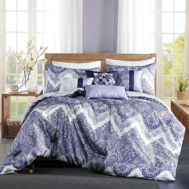 Synthetic - filled comforters like polyester for affordability and hypoallergenic propertiesEwing embroidery 7 piece comforter set