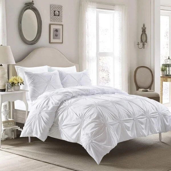 Queen - size comforters for standard queen - sized mattressesElise Comforter Set White-Machine Washable - Includes 1 Comforter + 2 Shams - King