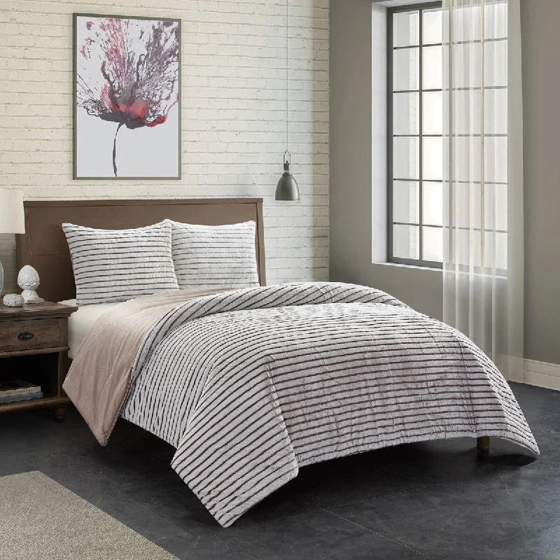 Full - size comforters suitable for full - sized beds in guest rooms or small bedroomsDearfoams Drydon Waffle Plush 3 piece Comforter Set