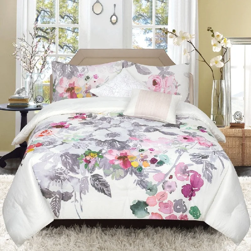 Full - size comforters suitable for full - sized beds in guest rooms or small bedroomsBrighton Floral 5-piece Comforter set