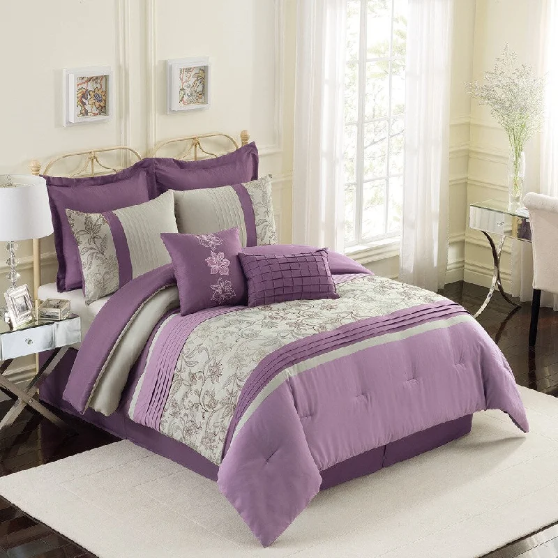 Synthetic - filled comforters like polyester for affordability and hypoallergenic propertiesFleurette 8-piece Fashion Bedding Set