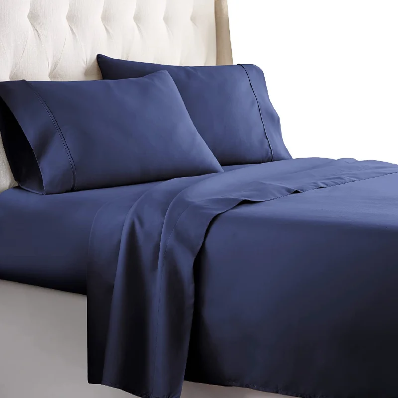 Jersey - Knit Sheets for a Comfortable and Casual Bed8 Inch Pocket Fitted Sheet Navy Blue 1000TC Egyptian Cotton