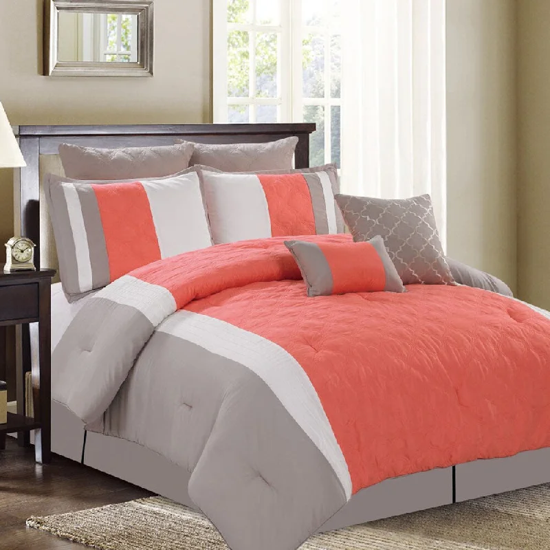 Cotton - filled comforters for a breathable and natural sleep experienceNew Hope 8-Piece Queen-size Coral Comforter Set