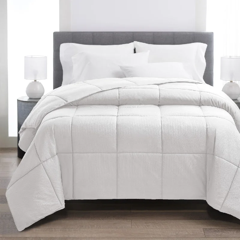 Duck down comforters with a softer feel and good warmth retentionCozy Classics Boucle Down-Alternative Cool White Comforter