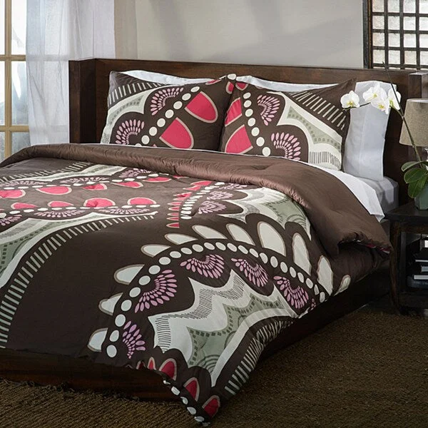 Bamboo - fiber - filled comforters with antibacterial and breathable qualitiesFunky Floral Reversible 3-piece Cotton Comforter Set