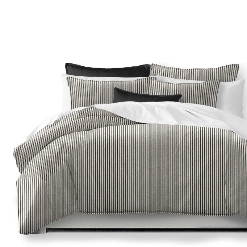 Queen - size comforters for standard queen - sized mattressesCruz Ticking Stripes Black/Linen Comforter and Pillow Sham(s) Set