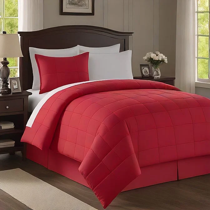 Bamboo - fiber - filled comforters with antibacterial and breathable qualitiesQueen Comforter 200 GSM Red - Soft, Cozy, All-Season Bedding