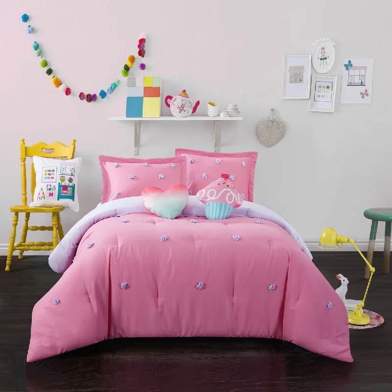 King - size comforters to fit large king - sized beds perfectlyHeritage Kids Pom-Pom Pink Kids Comforter Set