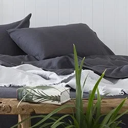 Linen - Cotton Blend Sheets for a Natural and Versatile OptionFrench Linen Charcoal Sheet Set