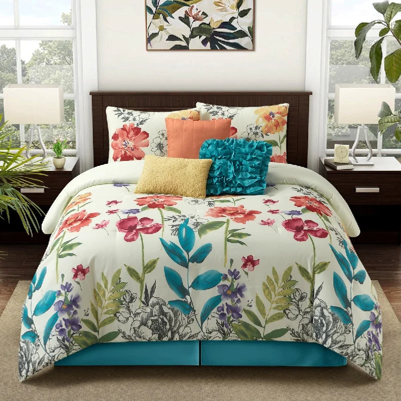 King - size comforters to fit large king - sized beds perfectlyNanshing Cassia Floral Bouquet 7 Piece Comforter Set