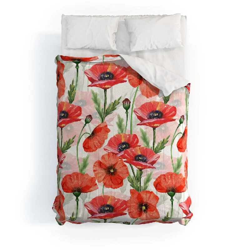 Duck down comforters with a softer feel and good warmth retentionUtart Summer Botanical Poppies Field Made To Order Full Comforter Set