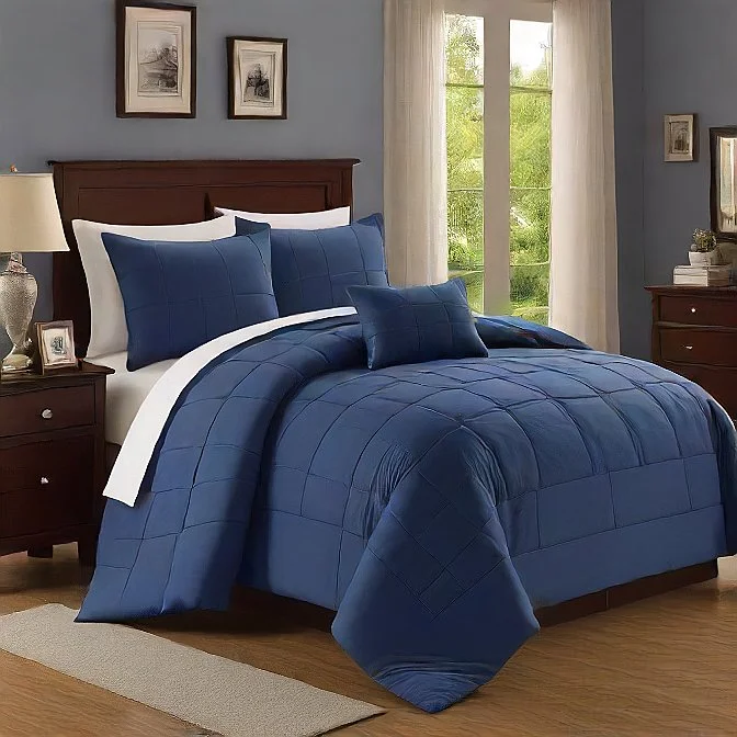 Duck down comforters with a softer feel and good warmth retentionNavy King Comforter 200 GSM - Soft, Plush, All-Season Bedding, Hypoallergenic