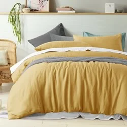 Queen - Size Sheet Sets with a European Pillowcase SetOchre Linen Sheet Set