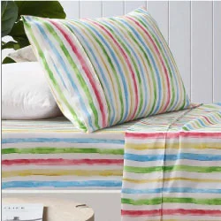 King - Size Sheet Sets with a Decorative Pillow SetMulti Stripe Microfibre Sheet Set