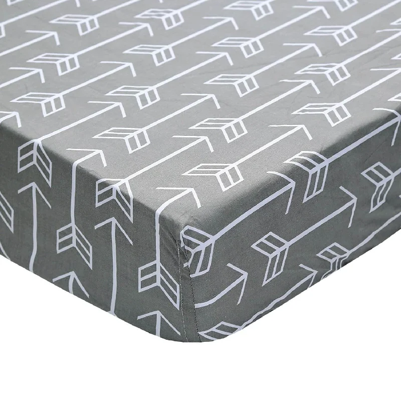 Polyester - Cotton Blend Sheets for Durability and ComfortCrib Sheet | Arrows Gray White