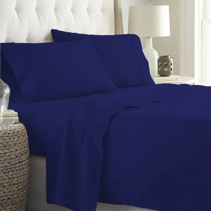 Thermal - Regulating Bamboo Sheets for All - Season ComfortQueen Flat Sheet Navy Blue Egyptian Cotton 1000 Thread Count