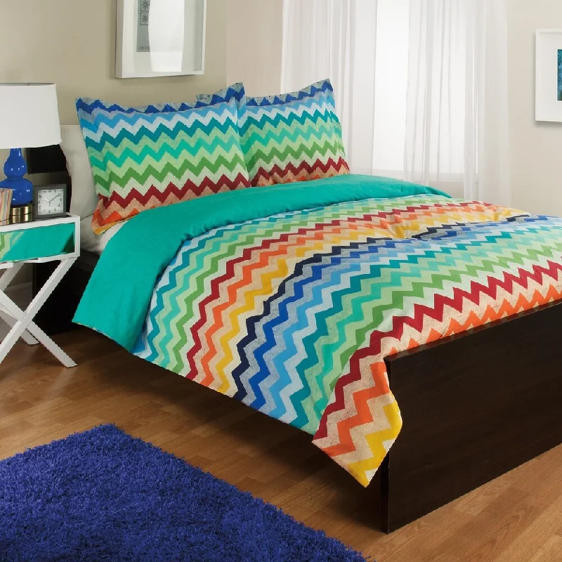 Wool - filled comforters with natural moisture - wicking and temperature - regulating featuresRainbow Chevron Comforter Set - Multi