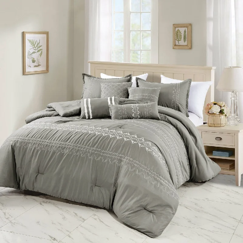 Bamboo - fiber - filled comforters with antibacterial and breathable qualitiesYamilla Luxury 7 Piece Comforter Set