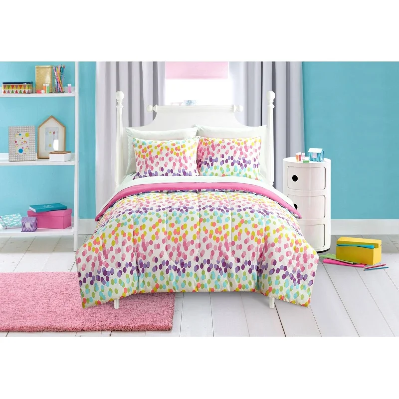 Synthetic - filled comforters like polyester for affordability and hypoallergenic propertiesKids Spotty Rainbow Bed In A B