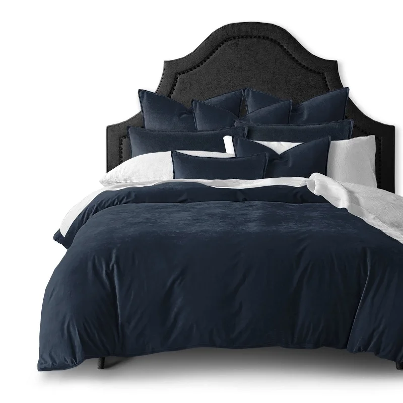 Silk - filled comforters for a luxurious and smooth touch6ix Tailors Cascade Velvet True Navy Comforter 8 Piece Designer Set