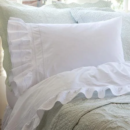 Polyester - Cotton Blend Sheets for Durability and ComfortTaylor Linens Elisa Egg-Shell White Sheet Set