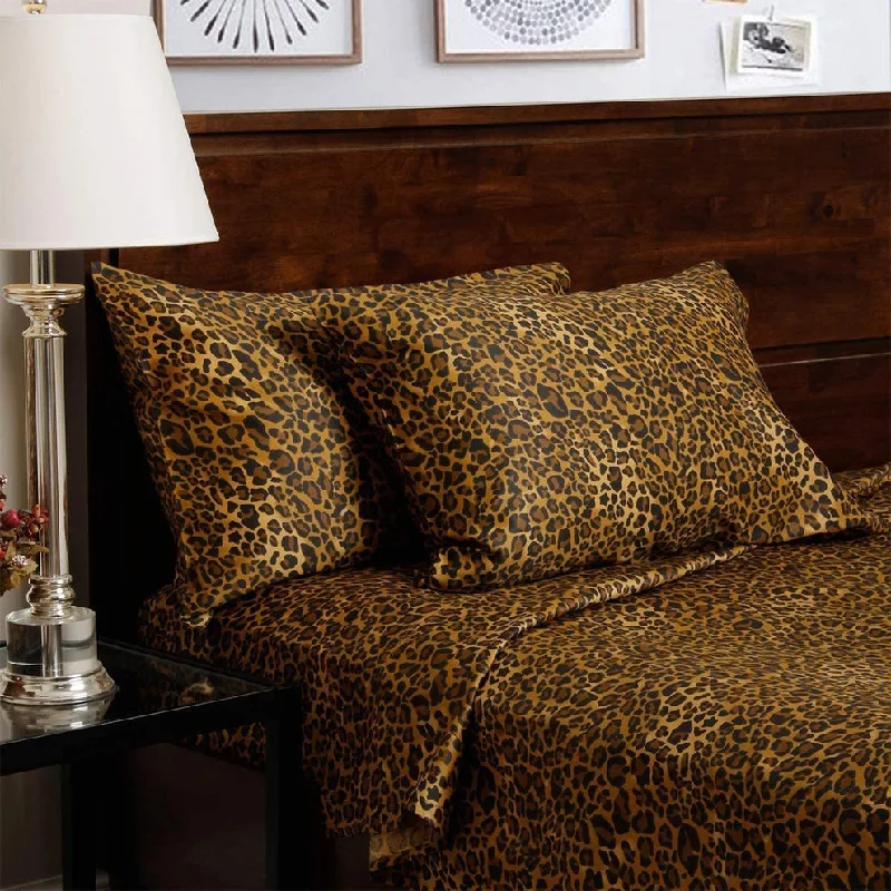 Polyester - Cotton Blend Sheets for Durability and ComfortLeopard Print Olympic Queen Flat Sheet 100% Cotton