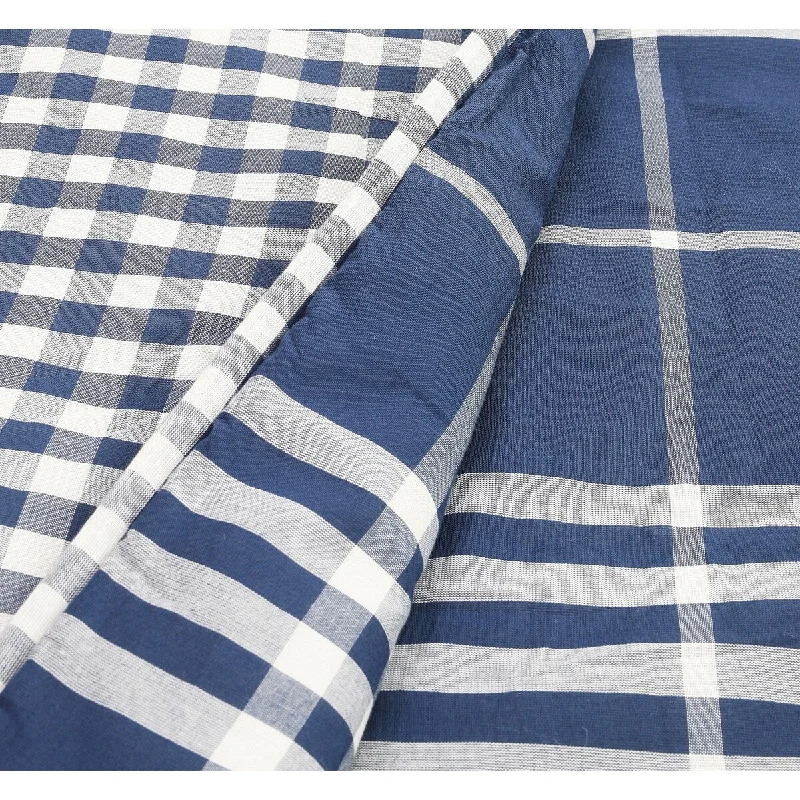 Full - size comforters suitable for full - sized beds in guest rooms or small bedroomsBanbury Plaid Navy and Ivory Cotton Comforter Set