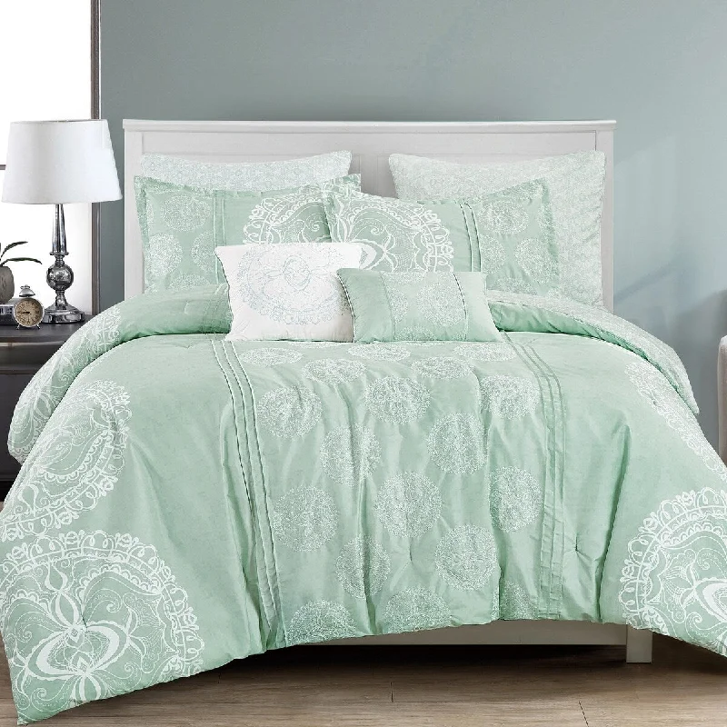 Microfiber - filled comforters that are lightweight and easy to care forDELBINE Luxury 7 Piece Comforter