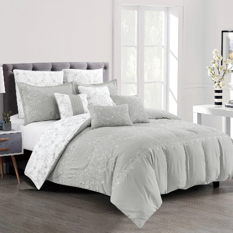 King - size comforters to fit large king - sized beds perfectlyEustacia Luxury 9 Piece Comforter Set