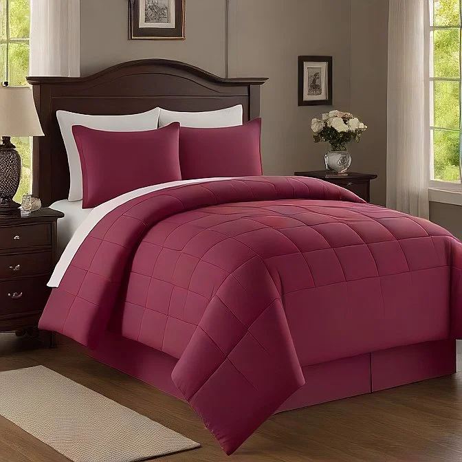 Queen - size comforters for standard queen - sized mattressesQueen Burgundy Comforter - Soft, Cozy, All-Season Bedding, Hypoallergenic