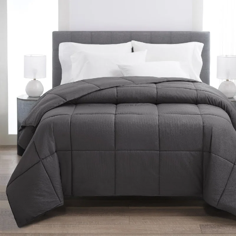 Wool - filled comforters with natural moisture - wicking and temperature - regulating featuresCozy Classics Boucle Down-Alternative Techno Grey Comforter