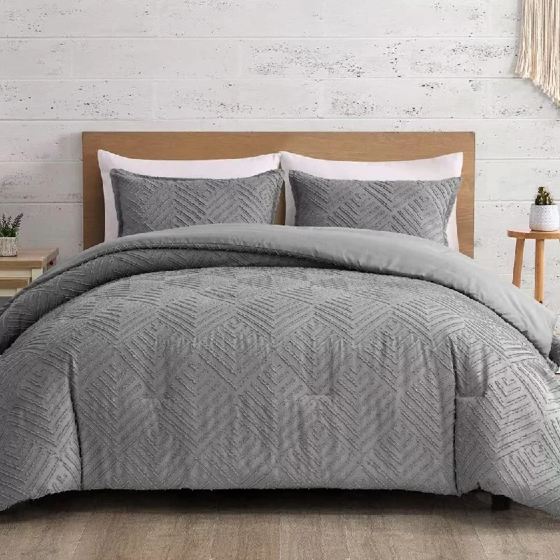 Synthetic - filled comforters like polyester for affordability and hypoallergenic propertiesWellco Twin Comforter Set - 2 Pieces All Season Bed Set Soft Polyester Arrowhead Cut Flower Bedding Comforters- Dark Grey