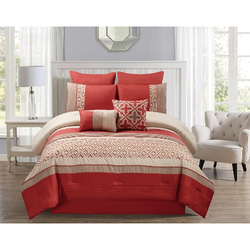 Duck down comforters with a softer feel and good warmth retentionRiverbrook Home Janna 8 Piece Comforter Set