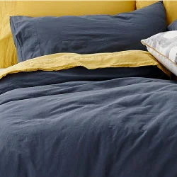 Twin - Size Sheet Sets with a Pillow ProtectorVintage Washed Blue Cotton Sheet Set