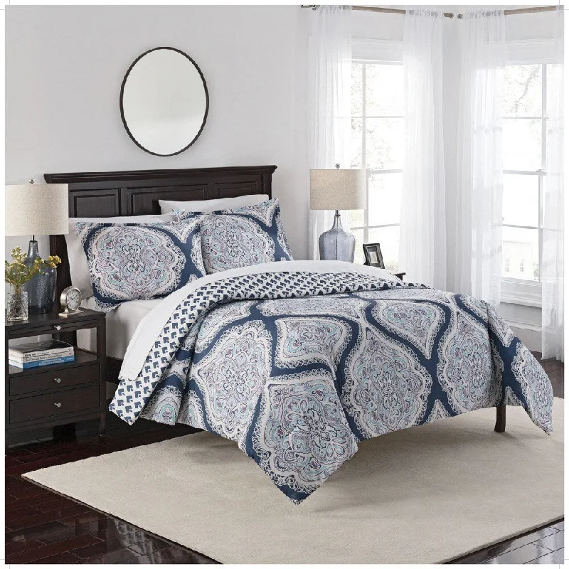 Silk - filled comforters for a luxurious and smooth touchMarble Hill Lotus Reversible 100% cotton 3-Piece Comforter Set