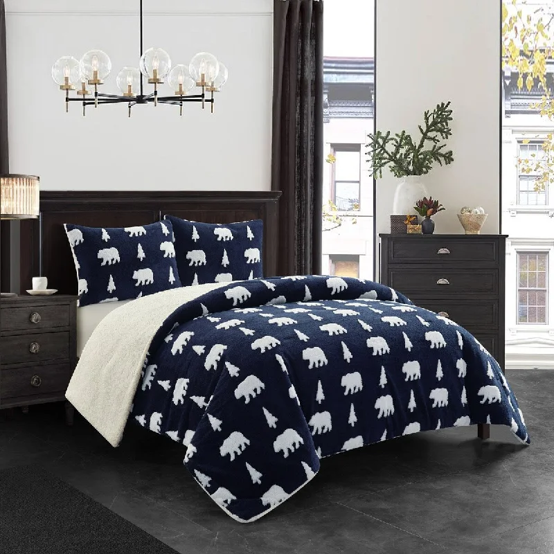 Synthetic - filled comforters like polyester for affordability and hypoallergenic propertiesDearfoams Mama Bear Sherpa Applique 3 piece Comforter Set