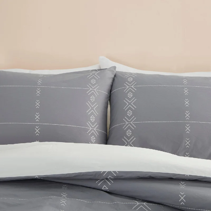 Down - filled comforters for supreme warmth and lightnessNourison Dreamscape Grey Tribal 3 PC Comforter Set