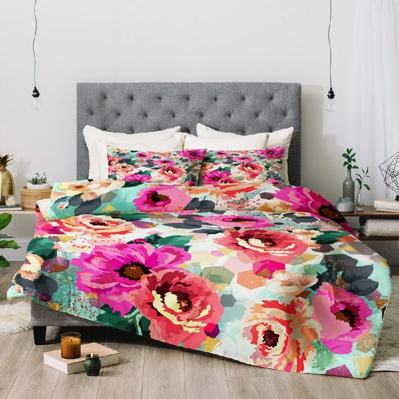 Down - filled comforters for supreme warmth and lightnessMarta Barragan Camarasa Abstract Geometrical Flowers Comforter Set -Queen