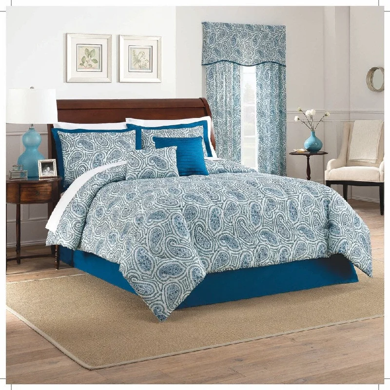 Microfiber - filled comforters that are lightweight and easy to care forTraditions by Waverly Paisley Proposal 6 Piece Comforter Set - Porcelain